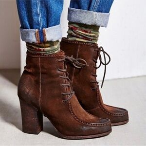Frye, Parker Lace-Up Suede Boot, Dark Brown